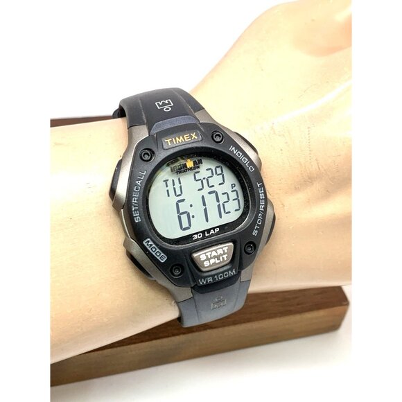 Timex Men's Watch T5E901 Ironman Quartz 38mm Digital Indiglo Black Rubber Strap - Picture 12 of 14